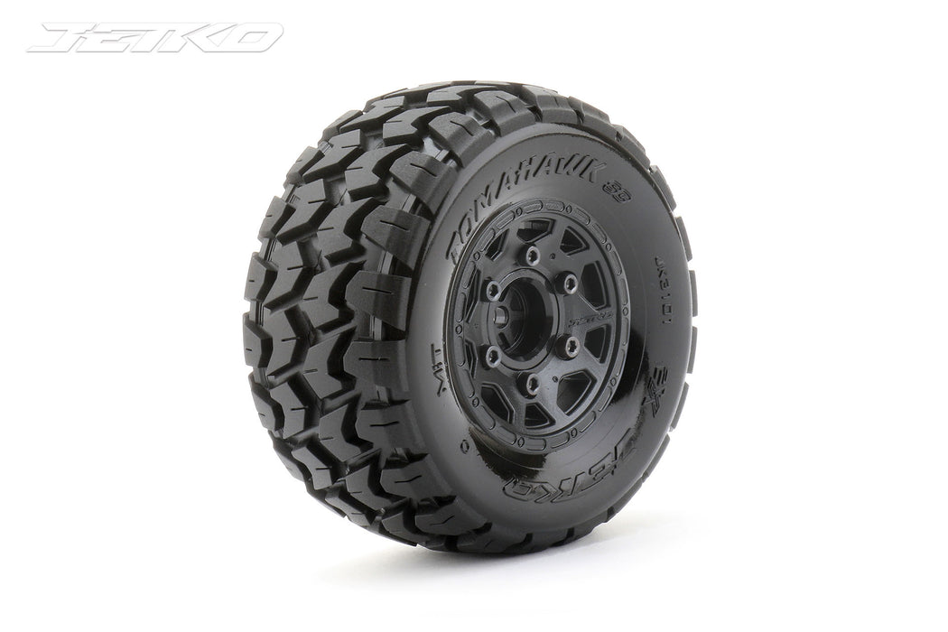 1/10 SC Tomahawk Tires Mounted on Black Claw Rims, Medium Soft, 12mm Hex, 1/2" Offset