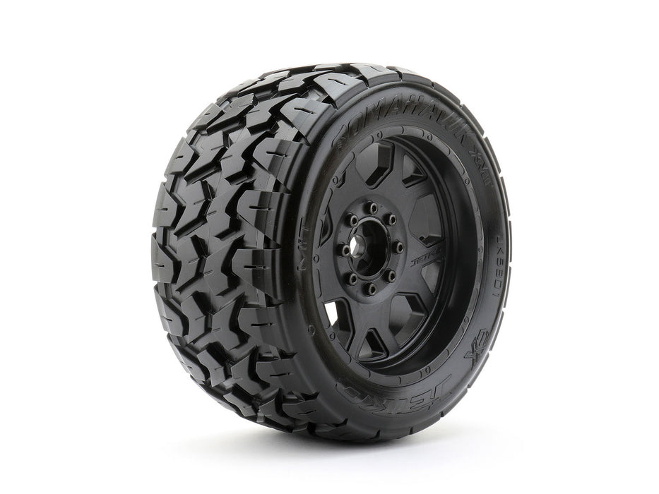 1/5 XMT Tomahawk Tires Mounted on Black Claw Rims, Medium Soft, Belted, 24mm for Traxxas X-Maxx (2)