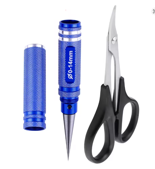 WORC Aluminum Handle Body Reamer and Scissors Set Curved BLUE