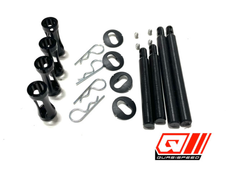 GFRP QS-4001BL Quasi Speed Metric Clipped Body Post Kit (4) Black Aluminum Base Mount