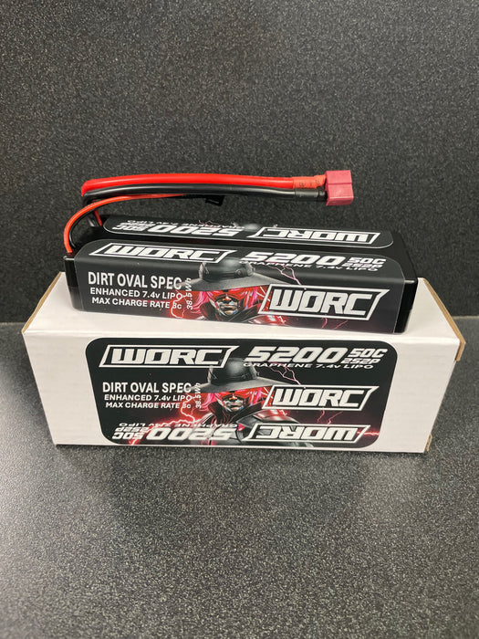 WORC WRC5250-2S2P 7.4V 5200mAh 50C Hardcase Lipo Dirt Oval SPEC 2S2P Low IR Graphene EC5 IC5