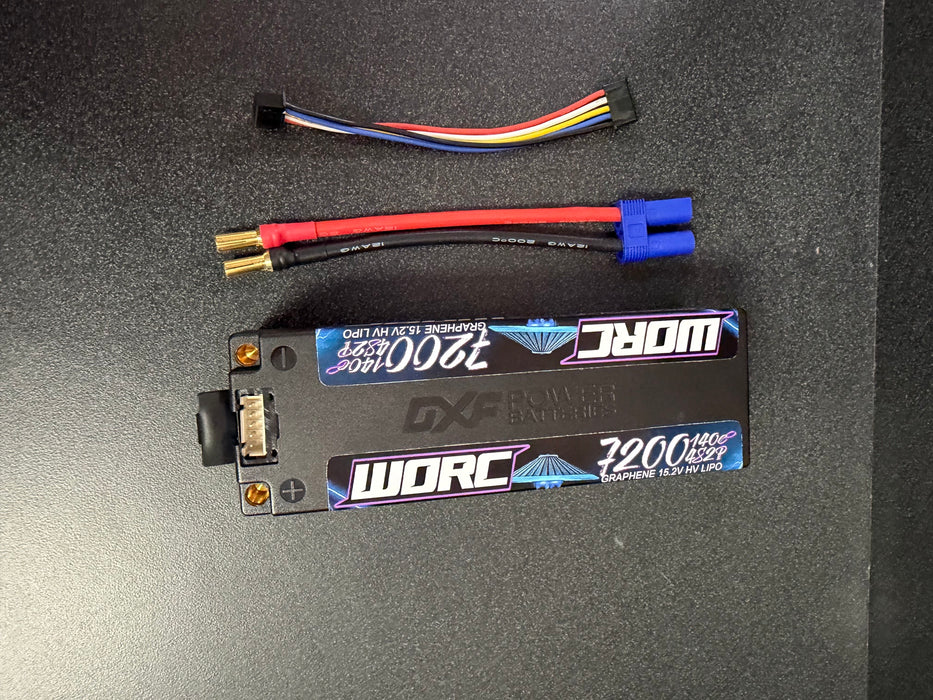 WORC 15.2V 4S 7200mAh 1400C Hardcase HV Lipo Battery 4S2P Graphene 5mm Bullet Plugs High Voltage