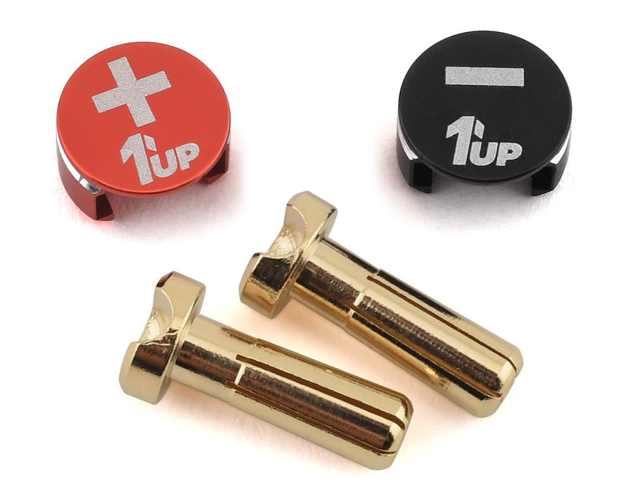 1UP Racing 1UP190431 LowPro Bullet Plugs & Grips, 4mm, Black/Red