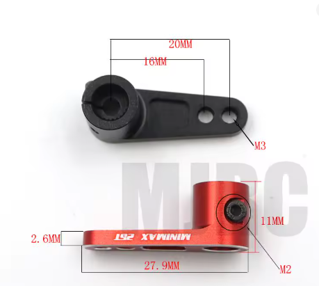 WORC RC WRC-SH-19 REDAluminum Single Arm Servo Clamping Horn 20mm 25T Spline 3mm Thread Steering TRX4 Arrma