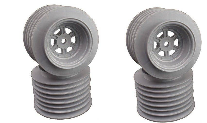 DE RACING DER-GLR-AS GAMBLER REAR LATE MODEL WHEELS SILVER 12mm Hex (4 wheels) 1.7/2.2"