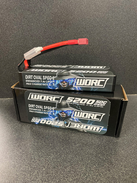 WORC WRC5250-2S1P 7.4V 5200mAh 50C IC5 EC5 Lipo Dirt Oval SPEC 2S1P Low IR Graphene Hardcase Battery