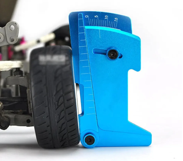 WORC WRC-PYF-BL Ride Height and Camber Gauge Aluminum BLUE - 2-10mm / 0-15deg Measuring Tool 1/10