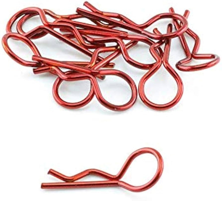 HOBBYSTAR BENT 1/10 BODY CLIPS, RED, 10PCS.