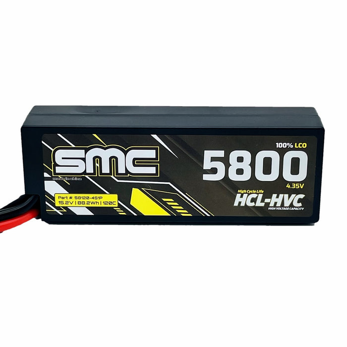 SMC Racing SMC58120-4S1P HCL-HVC 15.2V Lipo 5800mAh 120C 4s High Voltage Hardcase Battery HV