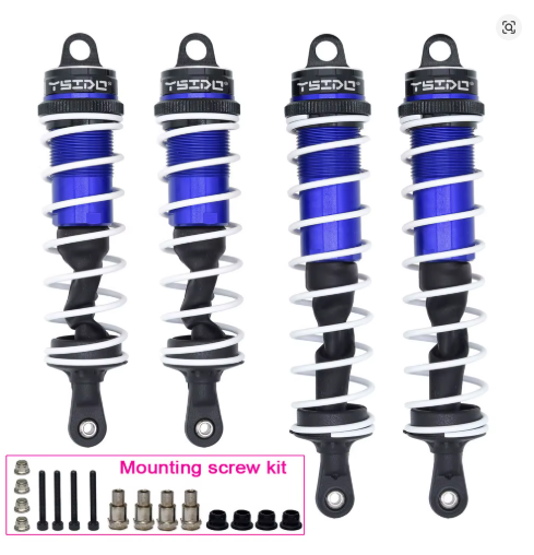 WORC 1/8 BLUE Aluminum Threaded Body 120mm Front, 140mm Rear Shock Set with Springs Coil Over 1/7