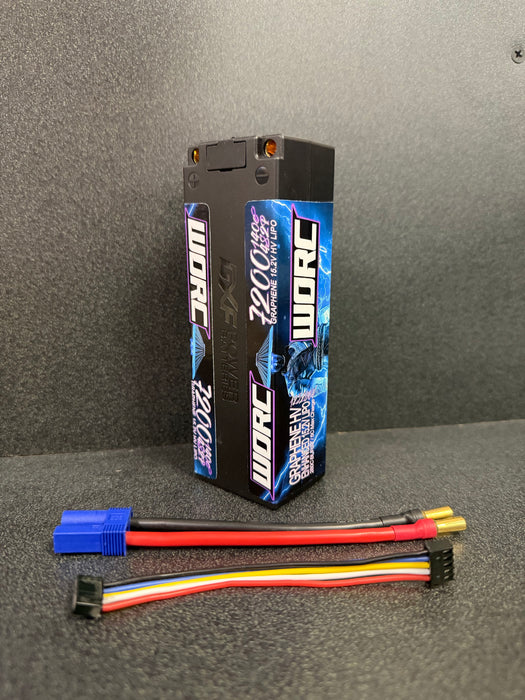 WORC 15.2V 4S 7200mAh 1400C Hardcase HV Lipo Battery 4S2P Graphene 5mm Bullet Plugs High Voltage