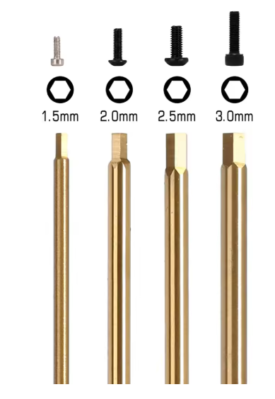 WORC WRC-T004G Allen Wrench Hex Gold Honeycomb Black Driver Set RC Titanium  4pcs 1.5mm 2.0mm 2.5mm 3.0mm