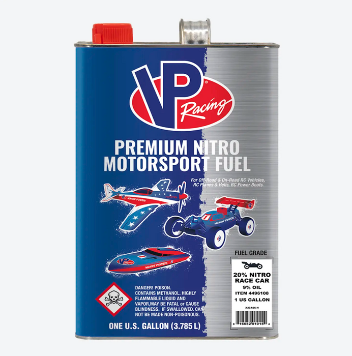 POWERMASTER VP PRO 449610801 Nitro Race Car Fuel 20% Gallon 9% Oil Synthetic/Castor lubrication