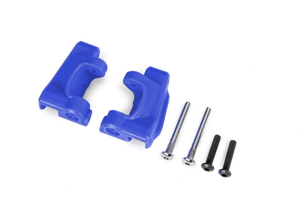 Traxxas TRA9135-BLUE DRAG SLASH Caster blocks (c-hubs), BLUE extreme heavy duty, black (left & right)/ 3x26mm hinge pins (2)/ 3x15mm BCS (2) (for use with #9182 upgrade kit)