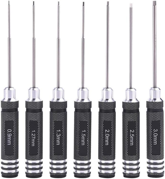 WRCHEXDRIVERSET Hex Driver Set 8pcs Hex Allen Screwdriver Kit 0.9mm 1.27mm 1.3mm 1.5mm 2.0mm 2.5mm 3.0mm Key Driver SAE & METRIC