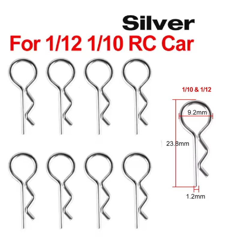 WORC SILVER Bent Up Body Clips (8 Pack) 1/10 1/12 Scale WRC-10BC-S ...
