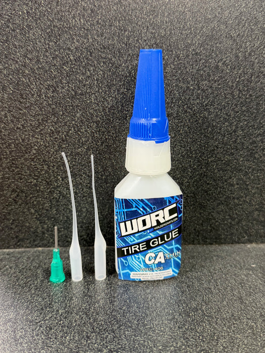 WORC WRC-406 R/C CA Tire Super Glue w/ Metal Glue Tips Thin 0.75oz (21.2g)