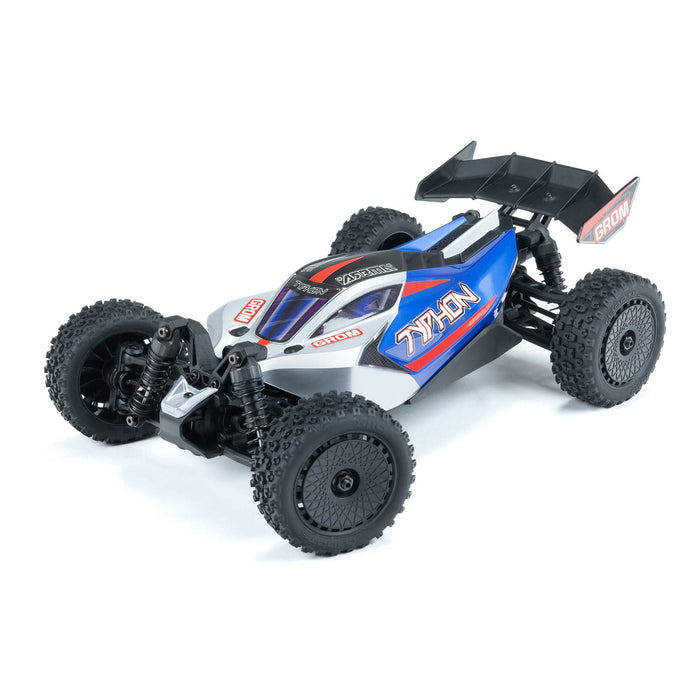 ARRMA ARA2106T1 1/18 TYPHON GROM MEGA 380 Brushed 4X4 Small Scale Buggy RTR with Battery & Charger Blue / Silver