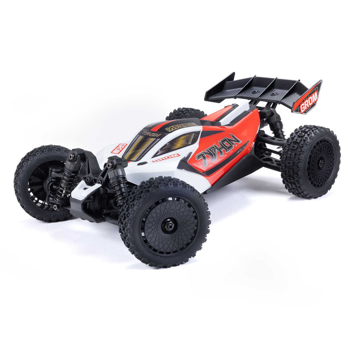 USED ARRMA ARA2106T2 1/18 TYPHON GROM MEGA 380 Brushed 4X4 Small Scale Buggy RTR with Battery & Charger Red / White Scratch & Dent