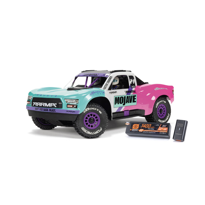 ARRMA ARA2304ST1 MOJAVE GROM BLX 223S Brushless 4X4 Small Scale Desert Truck RTR Battery & Charger Teal Pink