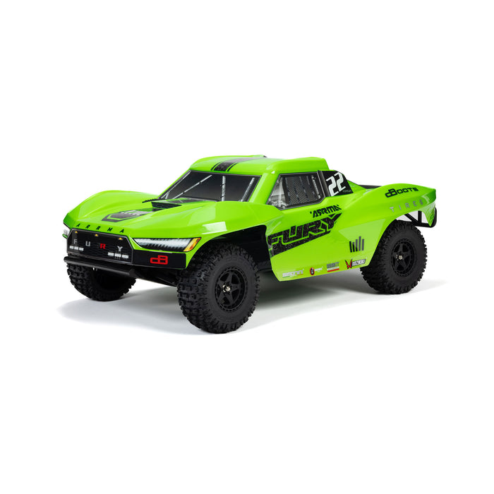 ARRMA ARA3221T1 1/10 FURY MEGA 550 2WD Short Course Truck RTR, Green