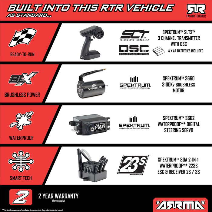 ARRMA ARA4303V4T1 1/10 SENTON 223S BLX Brushless 4X4 Short Course Truck RTR with DSC, Yellow