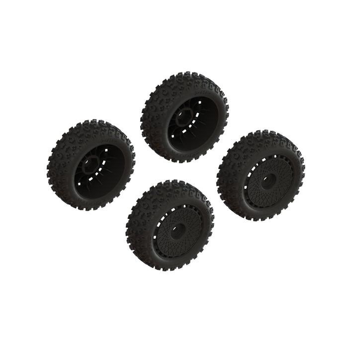 ARRMA ARA550114 dBoots '2-HO' Tire Set Glued (Black) (2 Pairs) GROM Typhon