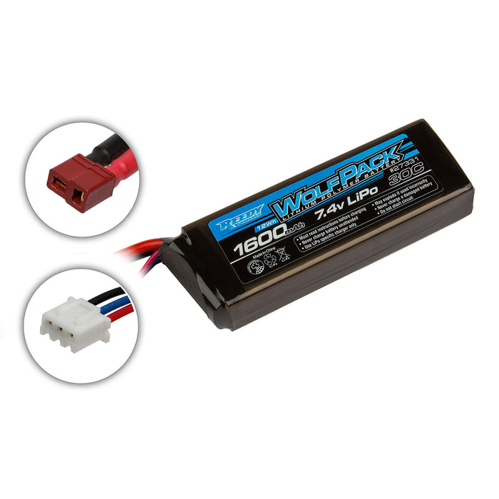 Team Associated ASC27331 7.4V 1600mAh 2S 30C Reedy Wolfpack LiPo Battery: T-Plug