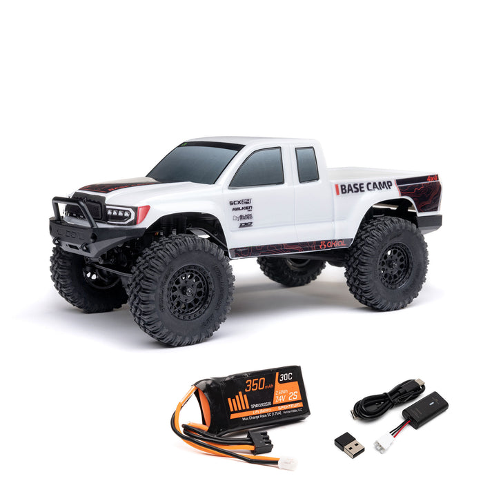 Axial AXI-1219T1 1/24 SCX24 Base Camp 4WD Rock Crawler Brushed RTR with Battery & Charger, White