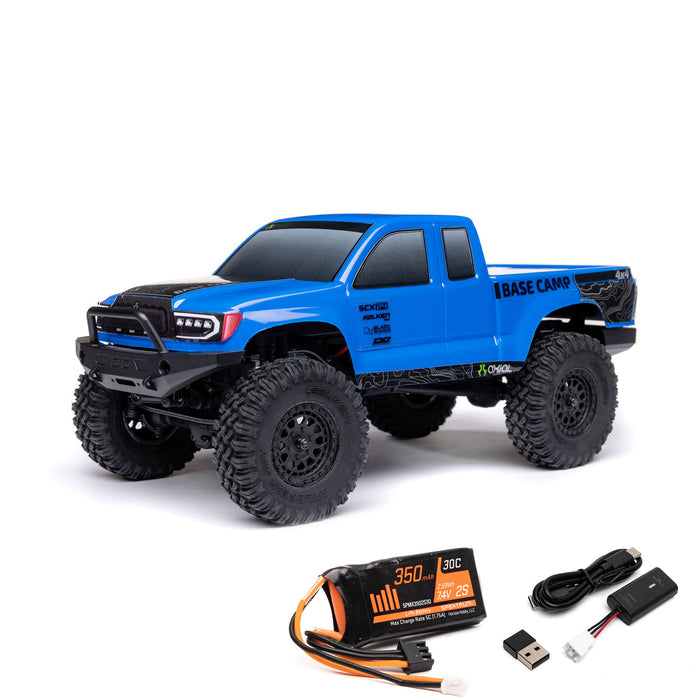 Axial AXI-1219T2 1/24 SCX24 Base Camp 4WD Rock Crawler Brushed RTR with Battery & Charger, Blue