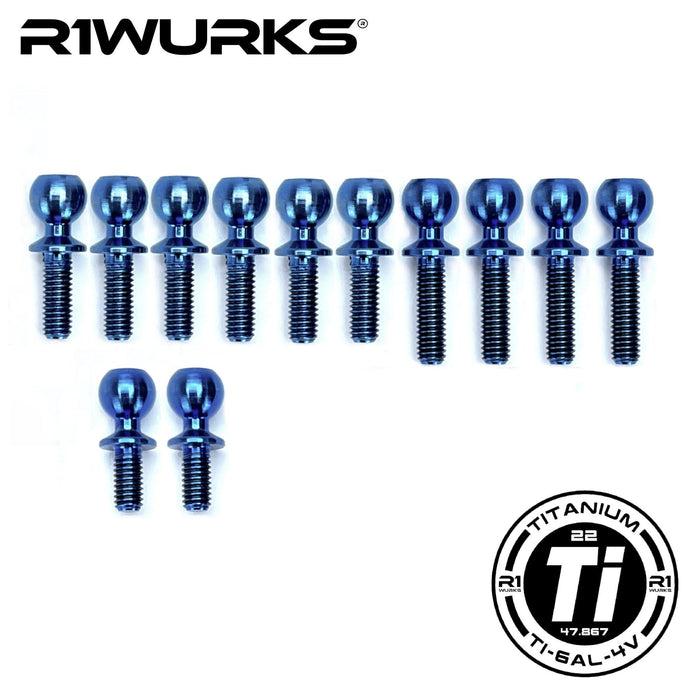 R1WURKS R1900091 (B7 Series) Turnbuckle Ball Stud Set, Titanium, 12pcs