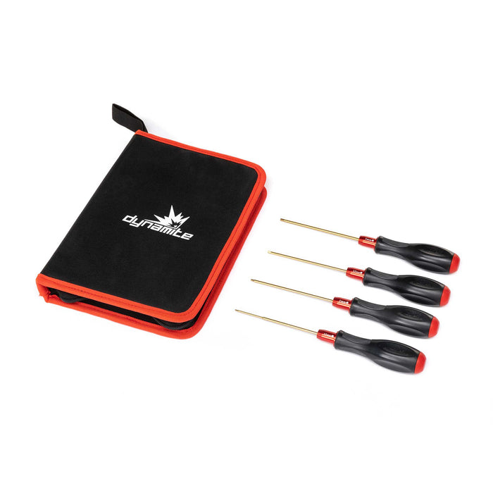 Dynamite DYNT3030 Metric Hex Allen Wrench Driver Set, (4) with case 1.5,2.0, 2.5, 3.0mm