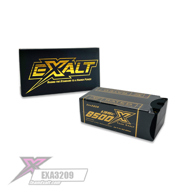 Team Exalt EXA3209 X-Rated 2S 135C Hardcase "FAT" Shorty Lipo Battery (7.4V/8500mAh) w/5mm Bullets