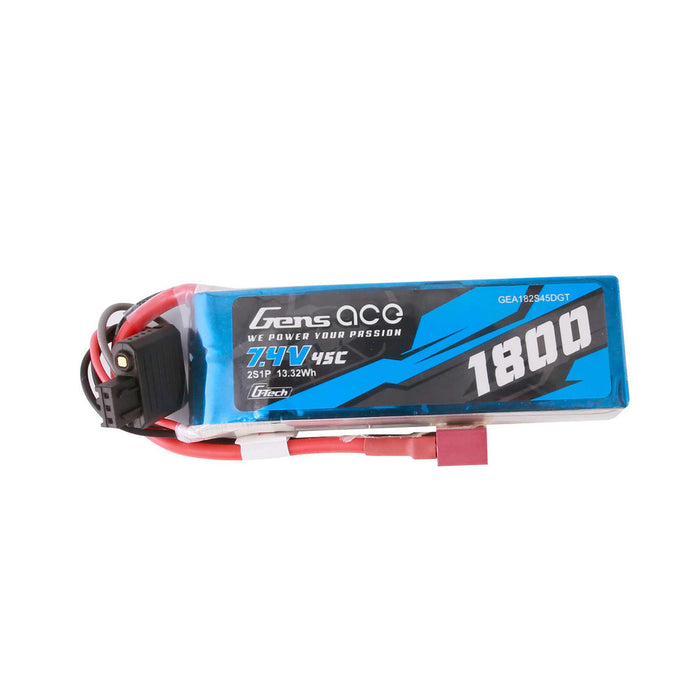 Gens Ace 7.4V GEA182S45DGT 1800mAh 2S 45C G-Tech Smart LiPo Battery: Deans