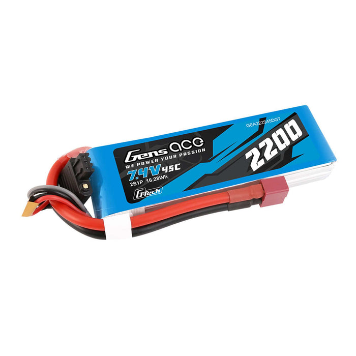 Gens Ace GEA222S45DGT 7.4V 2200mAh 2S 45C G-tech Smart Lipo Battery: Deans