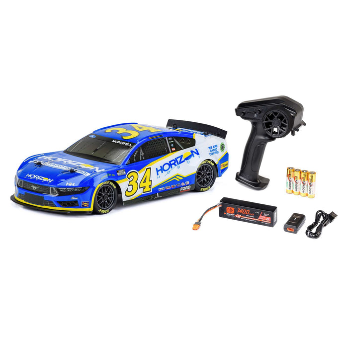 LOSI LOS1122434 1/12 NASCAR AWD RC Racecar, Michael McDowell No. 34 Horizon Hobby 2024 Ford Mustang