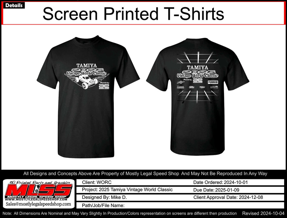 Pre-order Annual Tamiya Vintage World Classic 2025 Off-Road Race T Shirt Presented by AE