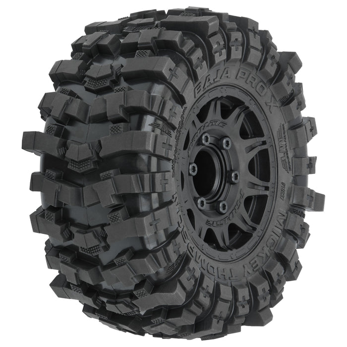 Pro-Line PRO1023710 1/10 Mickey Thompson Baja Pro X 2.8" Tires Mounted on Raid Black 6x30 Removable Hex (12mm & 14mm) Wheels (2) for Big Rock™ 3S, Granite™ 3S, Stampede® 2wd & 4x4 and other 1/10 Monster Trucks