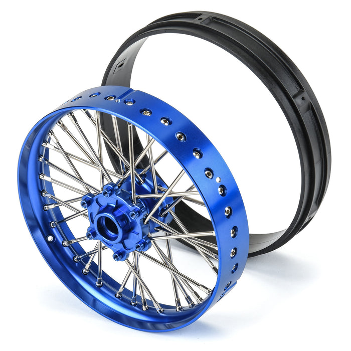 Pro-Line PRO283600T1 1/4 Pro-Spec Aluminum V2 Bead Front Wheel, Assembled, Blue: Promoto-MX