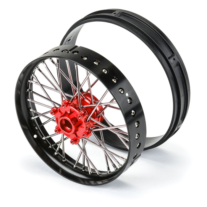 Pro-Line PRO283600T2 1/4 Pro-Spec Aluminum V2 Bead Front Wheel, Assembled, RED BLACK Promoto-MX