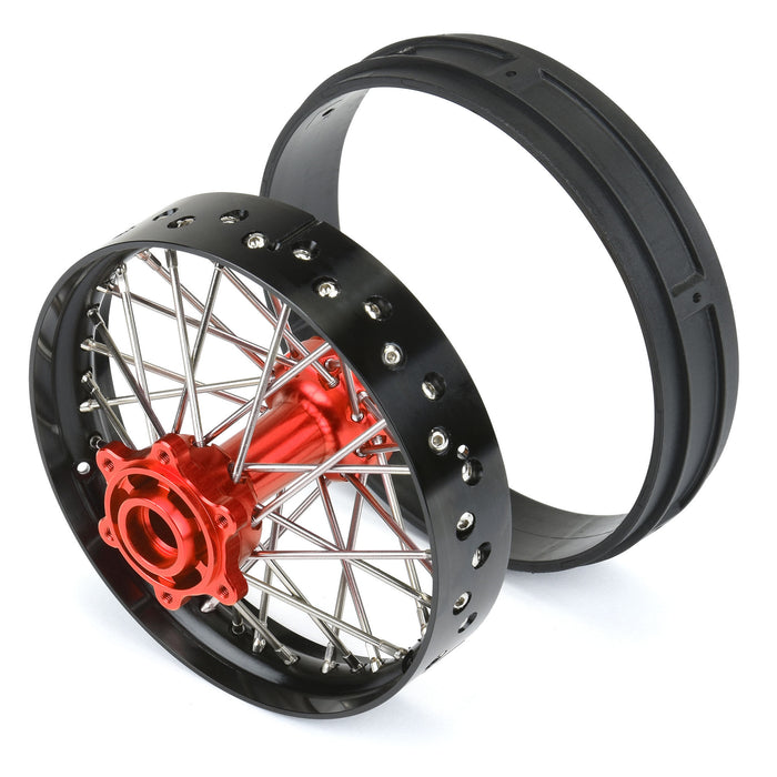 Pro-Line PRO283700T2 1/4 Pro-Spec Aluminum V2 Bead Rear Wheel, Assembled, RED BLACK Promoto-MX