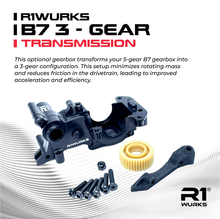 R1WURKS R1900047 (B7 Series) 3-Gear Transmission Gearbox Case B7 RC10B7