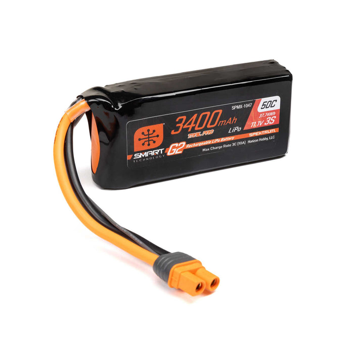 Spektrum SPMX-1047 11.1V 3400mAh 3S 50C Smart G2 Trail Pro LiPo Battery: IC3