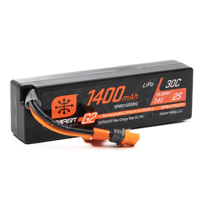 SPEKTRUM SPMX142S30H2 7.4V 1400mAh 2S 30C Smart G2 LiPo Battery: IC2 Connector LOSI NASCAR ARRMA GROM