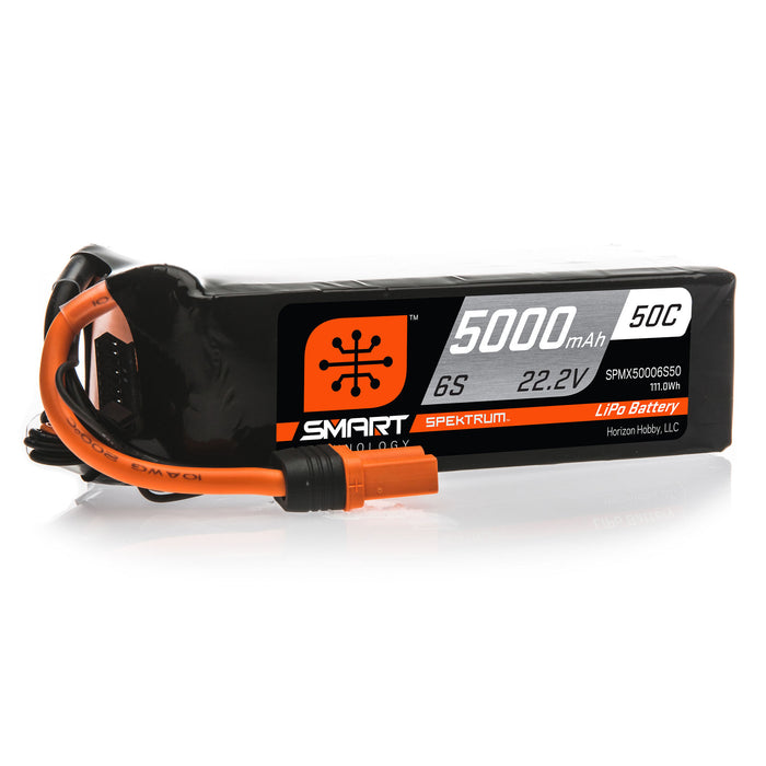 Spektrum SPMX50006S50 5000mAh 6S 22.2V 50C Smart LiPo Battery; IC5