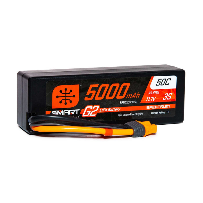 SPEKTRUM SPMX53S50H5 5000mAh 3S 11.1V Smart G2 LiPo 50C Hard Case; IC3