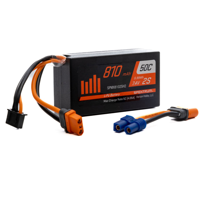 SPEKTRUM SPMX8102SH2 810mAh 2S 7.4V 50C Mini LiPo; IC2