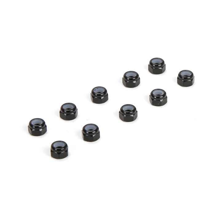 TLR Losi TLR336004 M3 Aluminum Lock Nuts, Black (10)