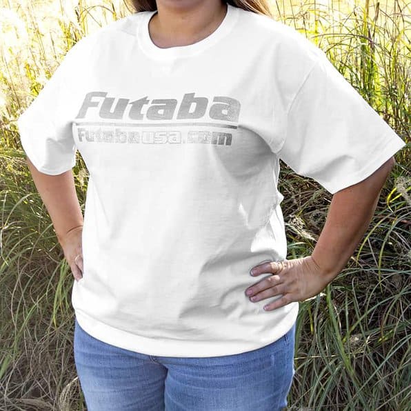 Futaba White T-Shirt with Silver Shimmer Logo LARGE