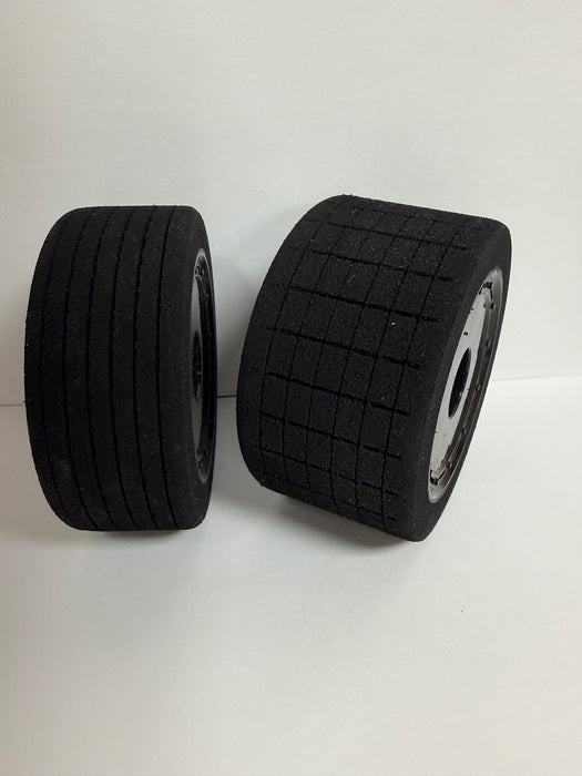 Precut BSR CW RED Foam Tires, Grooved and Trued for Dirt Oval - 1 Front, 1 Rear